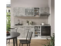 Einbauküchen<Vicco R-Line Küchenzeile Beton/Weiß 240 cm AP Anthrazit ohne E-Geräte