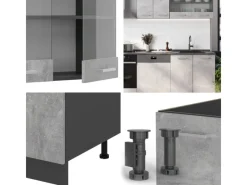Herde|Kühlschränke<Vicco R-Line Küchenzeile /Anthrazit 300 cm ohne Arbeitsplatte ohne E-Geräte