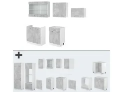Kühlschränke|Herde<Vicco R-Line Küchenzeile Beton/Weiß 200 cm ohne Arbeitsplatte ohne E-Geräte