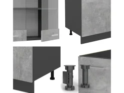 Vicco R-Line Küchenzeile /Anthrazit 300 cm mit HochschrankAP Anthrazit ohne E-Geräte< Einbauküchen