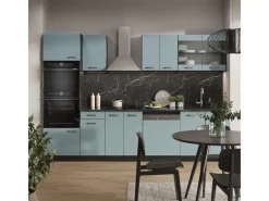Clearance Vicco R-Line Küchenzeile Blau-Grau/Anthrazit 300 cm mit HochschrankAP Marmor ohne E-Geräte Blaugrau
