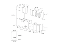 Clearance Vicco R-Line Küchenzeile Blau-Grau/Weiß 300 cm AP Eiche ohne E-Geräte Blaugrau