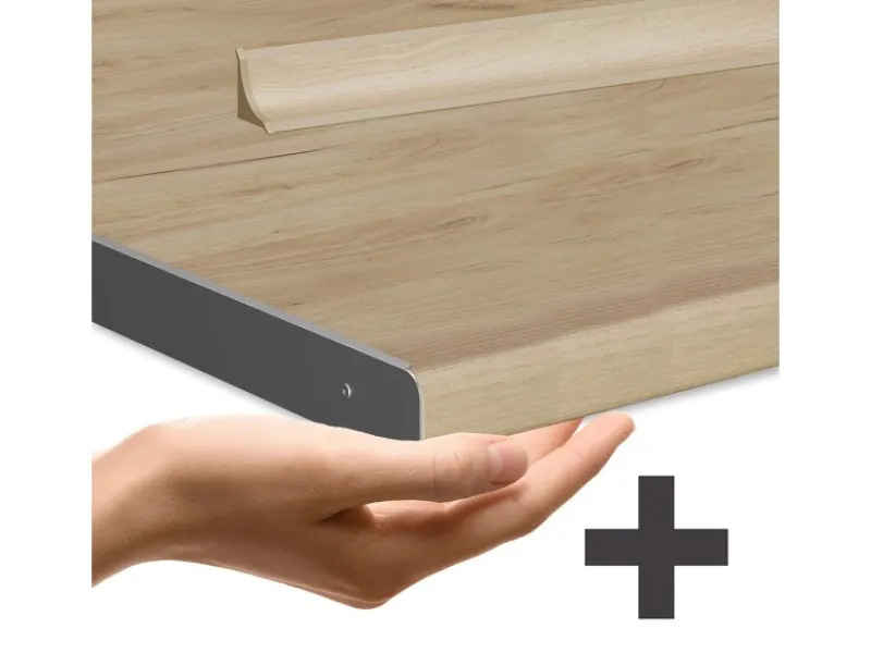 Clearance Vicco R-Line Küchenzeile Blau-Grau/Weiß 300 cm AP Eiche ohne E-Geräte Blaugrau