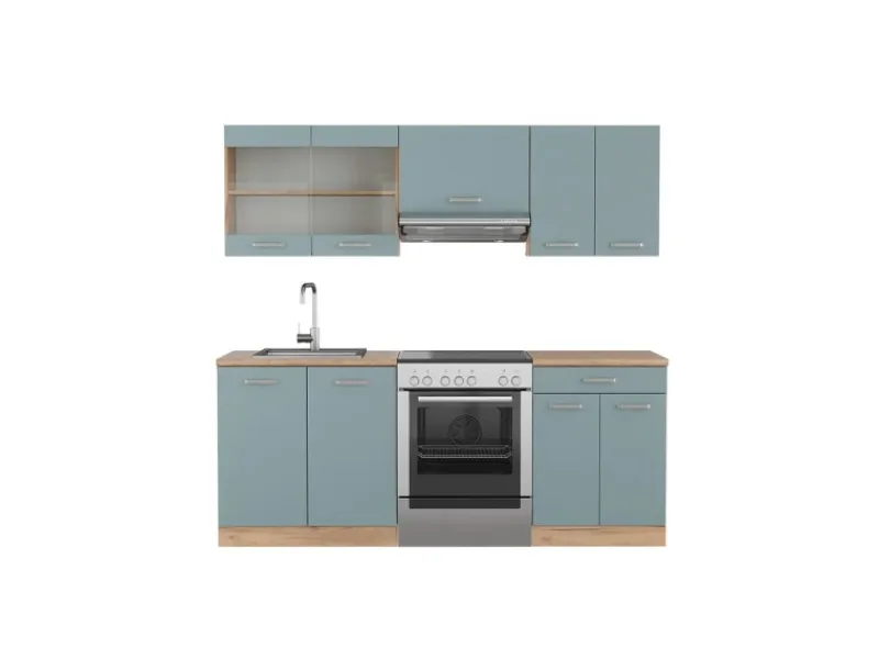 Zubehör Für Küchenarmatur<Vicco R-Line Küchenzeile Blau-Grau/Goldkraft Eiche 200 cm AP Eiche ohne E-Geräte