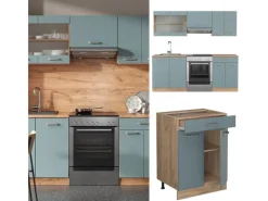 Zubehör Für Küchenarmatur<Vicco R-Line Küchenzeile Blau-Grau/Goldkraft Eiche 200 cm AP Eiche ohne E-Geräte