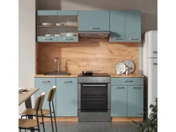 Zubehör Für Küchenarmatur<Vicco R-Line Küchenzeile Blau-Grau/Goldkraft Eiche 200 cm AP Eiche ohne E-Geräte