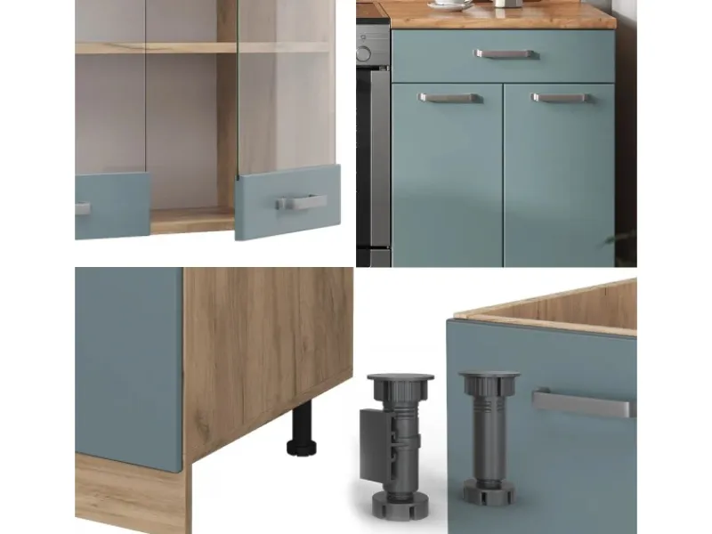 Zubehör Für Küchenarmatur<Vicco R-Line Küchenzeile Blau-Grau/Goldkraft Eiche 200 cm AP Eiche ohne E-Geräte