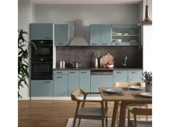 Vicco R-Line Küchenzeile Blau-Grau/Weiß 300 cm mit HochschrankAP Eiche ohne E-Geräte< Einbauküchen