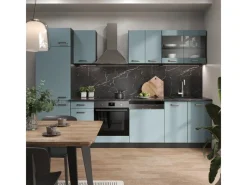 Einbauküchen<Vicco R-Line Küchenzeile Blau-Grau/Anthrazit 300 cm AP Eiche ohne E-Geräte
