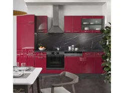 Vicco R-Line Küchenzeile Bordeaux Hochglanz/Anthrazit 300 cm AP Anthrazit ohne E-Geräte< Pantryküchen|Einbauküchen