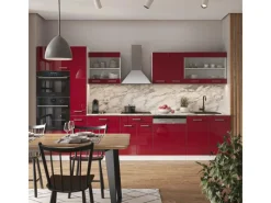 Kochfelder|Kühlschränke<Vicco R-Line Küchenzeile Bordeaux Hochglanz/Weiß 350 cm mit HochschrankAP Marmor ohne E-Geräte