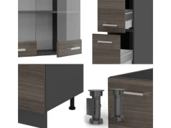 New Vicco R-Line Küchenzeile /Anthrazit 350 cm ohne Arbeitsplatte ohne E-Geräte Edelgrau