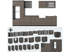 New Vicco R-Line Küchenzeile /Anthrazit 350 cm ohne Arbeitsplatte ohne E-Geräte Edelgrau