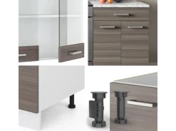 Einbauküchen<Vicco R-Line Küchenzeile /Weiß 200 cm AP Marmor ohne E-Geräte