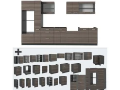 Vicco R-Line Küchenzeile /Anthrazit 350 cm AP Marmor ohne E-Geräte< Einbauküchen