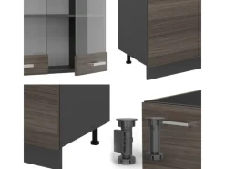 Online Vicco R-Line Küchenzeile /Anthrazit 300 cm mit HochschrankAP Anthrazit ohne E-Geräte Edelgrau