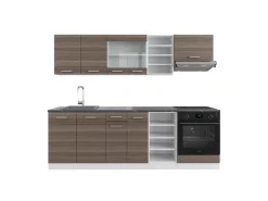 Vicco R-Line Küchenzeile /Weiß 240 cm AP Anthrazit ohne E-Geräte< Einbauküchen