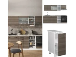 Vicco R-Line Küchenzeile /Weiß 240 cm AP Anthrazit ohne E-Geräte< Einbauküchen