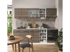 Vicco R-Line Küchenzeile /Weiß 240 cm AP Anthrazit ohne E-Geräte< Einbauküchen