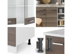 Vicco R-Line Küchenzeile /Weiß 240 cm AP Anthrazit ohne E-Geräte< Einbauküchen