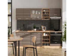 Vicco R-Line Küchenzeile /Goldkraft Eiche 240 cm AP Anthrazit ohne E-Geräte< Einbauküchen