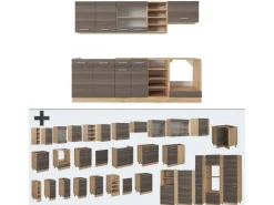 Vicco R-Line Küchenzeile /Goldkraft Eiche 240 cm AP Anthrazit ohne E-Geräte< Einbauküchen