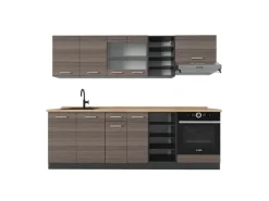 Einbauküchen<Vicco R-Line Küchenzeile /Anthrazit 240 cm AP Eiche ohne E-Geräte
