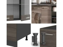 Einbauküchen<Vicco R-Line Küchenzeile /Anthrazit 240 cm AP Eiche ohne E-Geräte