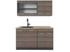 Vicco R-Line Küchenzeile /Anthrazit 140 cm AP Eiche ohne E-Geräte< Single-Küchen