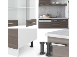 Kochfelder|Einbauküchen<Vicco R-Line Küchenzeile /Weiß 300 cm AP Eiche ohne E-Geräte