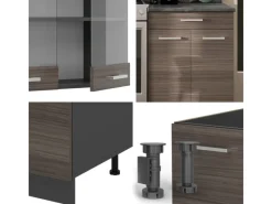 Vicco R-Line Küchenzeile /Anthrazit 200 cm ohne Arbeitsplatte ohne E-Geräte< Einbauküchen