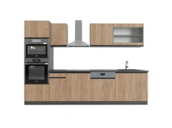 Vicco R-Line Küchenzeile Goldkraft Eiche/Anthrazit 300 cm mit Hochschrank AP Anthrazit ohne E-Geräte< Einbauküchen