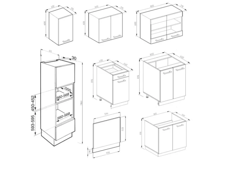 Vicco R-Line Küchenzeile Goldkraft Eiche/Anthrazit 300 cm mit Hochschrank AP Anthrazit ohne E-Geräte< Einbauküchen