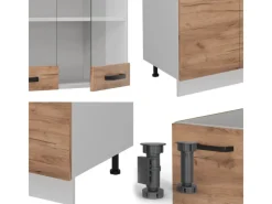 Vicco R-Line Küchenzeile Goldkraft /Weiß 300 cm AP Anthrazit Opt 2 ohne E-Geräte Eiche