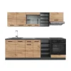 New Vicco R-Line Küchenzeile Goldkraft Eiche/Anthrazit 240 cm AP Anthrazit Opt 2 ohne E-Geräte