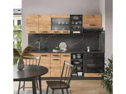 New Vicco R-Line Küchenzeile Goldkraft Eiche/Anthrazit 240 cm AP Anthrazit Opt 2 ohne E-Geräte