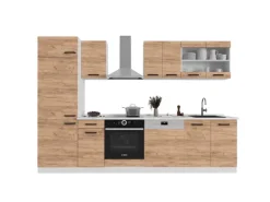 Vicco R-Line Küchenzeile Goldkraft /Weiß 300 cm AP Anthrazit ohne E-Geräte< Miniküchen