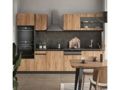 Best Vicco R-Line Küchenzeile Goldkraft Eiche/Anthrazit 300 cm mit HochschrankAP Marmor ohne E-Geräte Anthrazit-Eiche