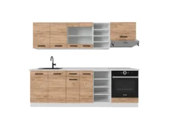 Vicco R-Line Küchenzeile Goldkraft Eiche/Weiß 240 cm AP Eiche ohne E-Geräte< Einbauküchen