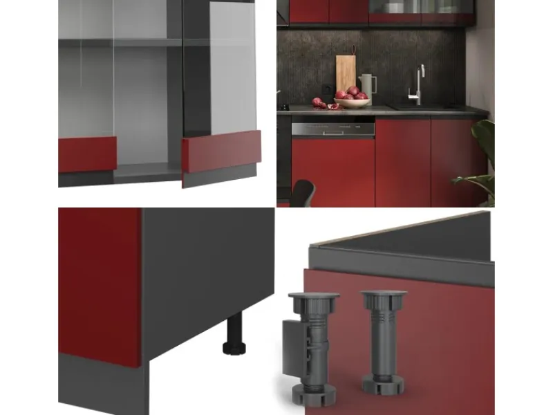 Vicco R-Line Küchenzeile /Anthrazit 300 cm AP Marmor ohne E-Geräte< Zubehör Für Küchenarmatur
