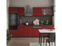 Best Vicco R-Line Küchenzeile /Anthrazit 300 cm mit HochschrankAP Marmor ohne E-Geräte Rot