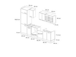 Outlet Vicco R-Line Küchenzeile /Anthrazit 300 cm AP Eiche ohne E-Geräte Schwarz Hochglanz