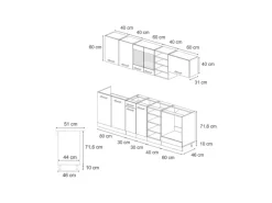 Clearance Vicco R-Line Küchenzeile /Weiß 240 cm ohne Arbeitsplatte ohne E-Geräte Schwarz Hochglanz