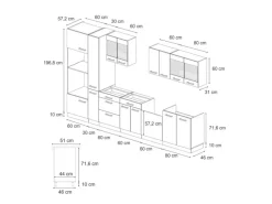 Discount Vicco R-Line Küchenzeile /Weiß 350 cm mit HochschrankAP Eiche ohne E-Geräte Schwarz Hochglanz