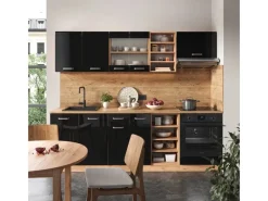 Vicco R-Line Küchenzeile /Goldkraft Eiche 240 cm ohne Arbeitsplatte ohne E-Geräte< Kochfelder|Küchenrückwände