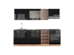 Einbauküchen<Vicco R-Line Küchenzeile /Goldkraft Eiche 240 cm AP Anthrazit ohne E-Geräte