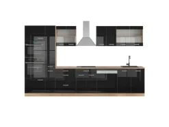 Vicco R-Line Küchenzeile /Goldkraft Eiche 350 cm mit Hochschrankohne Arbeitsplatte ohne E-Geräte< Einbauküchen