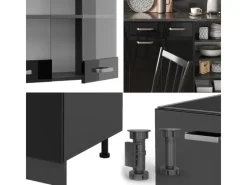 Vicco R-Line Küchenzeile /Anthrazit 240 cm ohne Arbeitsplatte ohne E-Geräte< Einbauküchen