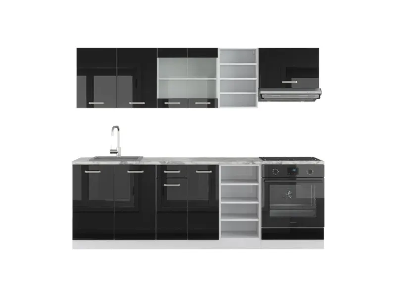 Single-Küchen<Vicco R-Line Küchenzeile 240 cm AP Marmor ohne E-Geräte