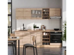 Vicco R-Line Küchenzeile Sonoma/Goldkraft Eiche 240 cm AP Eiche ohne E-Geräte Sonoma Eiche